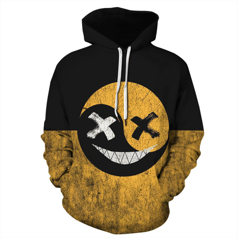 Printed couple oversized hooded long-sleeved hoodie
