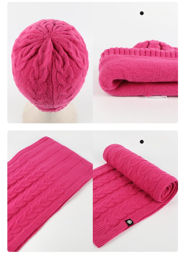 Outdoor knitted hat, scarf and gloves three-piece set