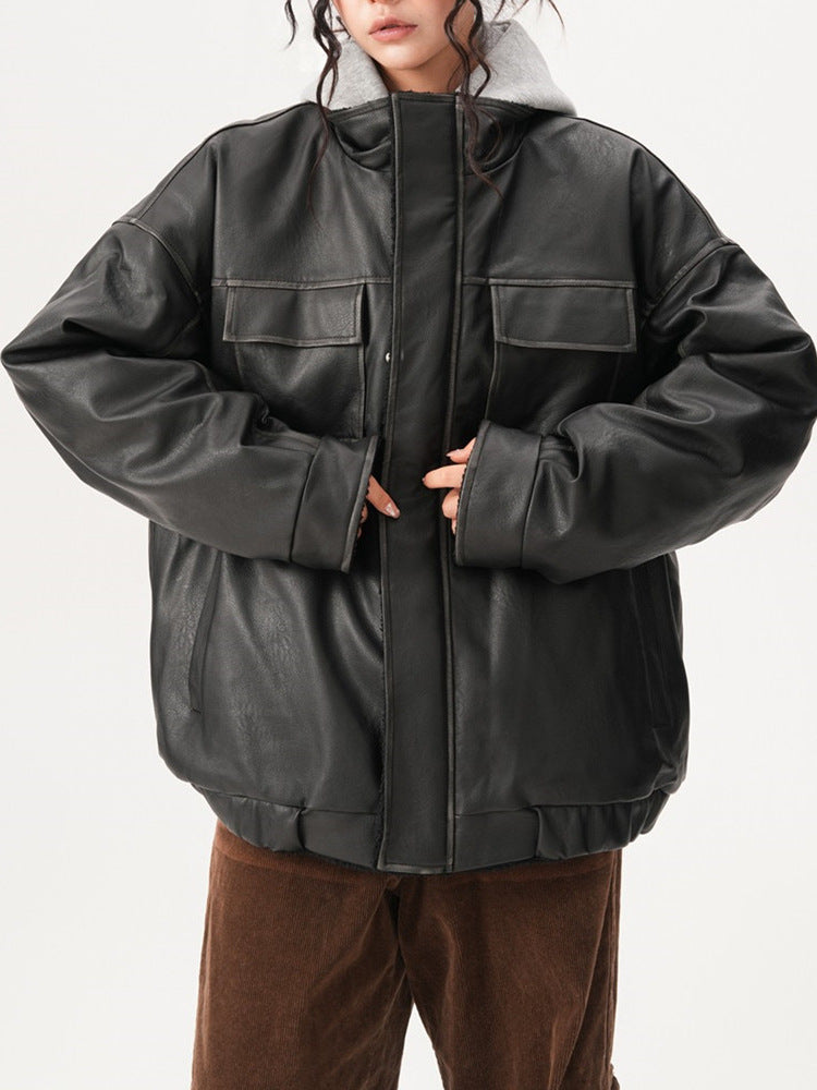 Vintage fur all-in-one baggy jacket