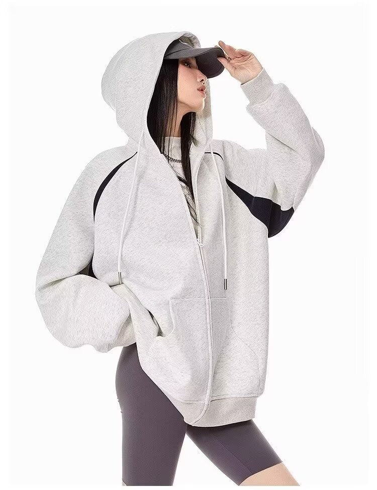A new loose hooded sweatshirt for women, a cardigan and a versatile casual jacket
